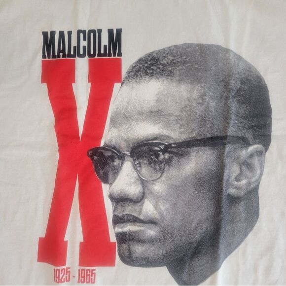 Malcom X 1925 - 1965 Shirt Mens Large  Beige Short Sleeve Graphic Black History - Picture 10 of 12